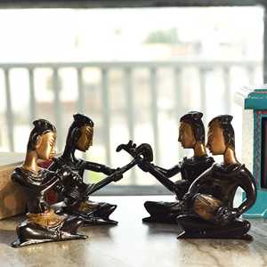 Juego de 4 músicos decorativos de latón negro y dorado, material Premium de latón - Product Image 2