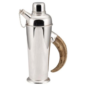 Century Warthog Tooth Handled Cocktail Shaker In Silver Plate tazas con tapas y pajitas accesorios de barra coctelera Set - Product Image 1