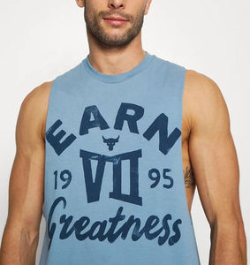 Camisetas sin mangas de alta calidad con logotipo personalizado, camiseta sin mangas de algodón elástico transpirable atlética para gimnasio, camiseta sin mangas cortada de gran tamaño para hombres - Product Image 4