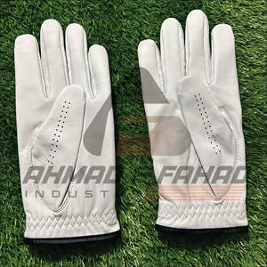 Ahmad & Fahad Ind White Color Golf Glove <b>S</b>,M,L,XL All sizes are available <b>Black</b> Piping Made In Pakistan - Product Image 2