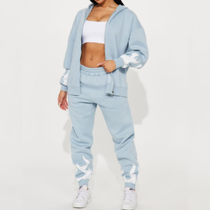 Ensemble de survêtement pour femme en deux pièces, jogging et sweat-shirt, logo personnalisé tendance, hiver, 100% coton biologique, écologique - Product Image 1