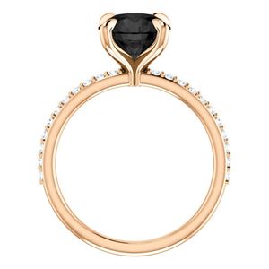 Anillo de Diamantes Negros y Blancos con Corte Redondo y Engaste de Puntas para Mujer - Product Image 3