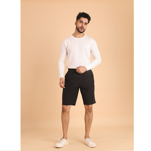 Pantalones cortos de polo elásticos de ajuste seco negro de calidad superior para hombres Algodón de sarga duradero para la comodidad durante todo el día - Product Image 1