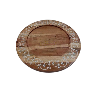 Plateau de service de forme ronde avec plateau de nourriture de collations au chocolat en bois de qualité supérieure pour accessoires de table - Product Image 3