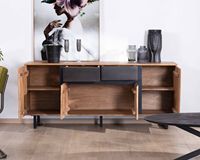 Buffet moderne en acacia de 175 cm avec 2 tiroirs et pieds en métal noir pour usage hôtelier Bennett