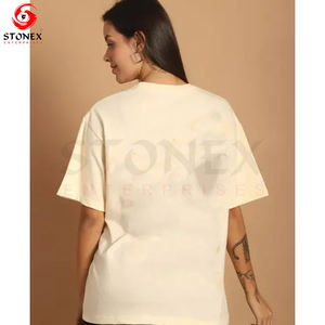 Top corto de algodón de gran tamaño para mujer, camiseta informal con hombros caídos y cuello redondo, manga corta, Jersey holgado de Color sólido XL para verano - Product Image 6