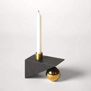 Portavelas de aluminio y hormigón, candelabro de Metal dorado, candelabro artístico moderno, pieza decorativa de diseño para decoración del hogar - Product Image 3