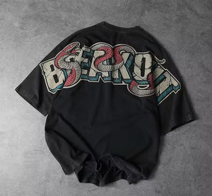 Camiseta rasgada personalizada con cuello redondo, camiseta informal holgada de manga corta, Camiseta con estampado DTG recortada con lavado ácido para hombre - Product Image 6