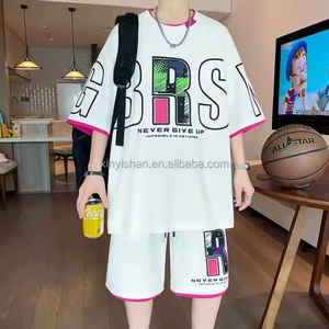 Conjunto de Shorts de Verano para Hombre, 100% Algodón, Estilo Urbano, Transpirable, Personalizado, Camiseta de Manga Corta Informal para Playa y Uso Diario - Product Image 3