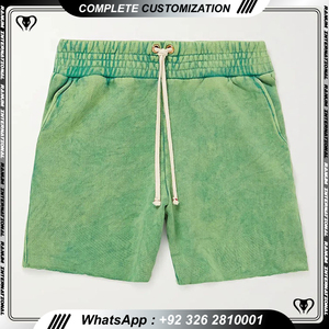 Pantalones cortos de hombre Premium de algodón pesado diseño vintage lavado ácido con logotipo personalizado - Product Image 5