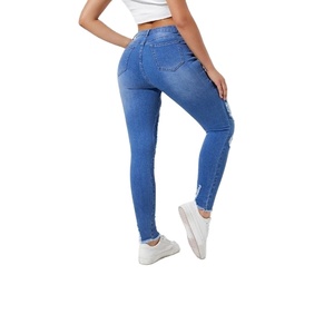 Pantalones Vaqueros de mujer de alta calidad, precio al por mayor de fábrica, pantalones holgados rasgados de cintura media de pierna ancha informales personalizados para mujer de BD - Product Image 5