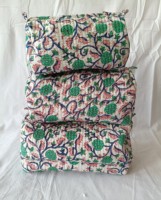 Petites trousses de maquillage matelassées en coton écologique, imprimées à la main au tampon indien, durables et tendance, pour femmes en voyage