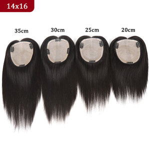 Base de seda cabello humano mujeres Toppers con Clips transpirable cuero cabelludo <span class=keywords><strong>Natural</strong></span> superior virgen chino piezas de cabello humano para mujeres - Product Image 6