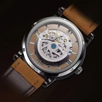 Montre automatique pour homme FORSINING Official 3D Skeleton, rétro, lumineuse, mécanique, 41 mm, étanche, bracelet en cuir, ovale