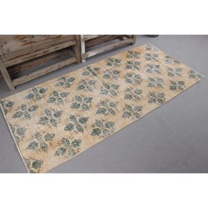 Turkish Vintage Rug, <b>Runner</b> 2.3x6.2 ft (71x190 cm) Rug, <b>Green</b> Southwestern Wool Rug - Product Image 4