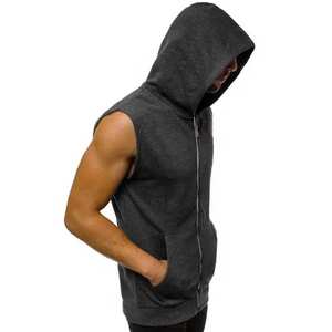 OEM Sweats à capuche pour hommes Gym sans manches sweat à capuche pour hommes Impression personnalisée débardeurs à capuche d'entraînement en coton uni de haute qualité pour couper le muscle - Product Image 5