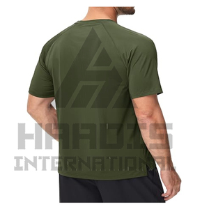 T-shirts décontractés pour hommes de haute qualité, été, 100% polyester, col rond, manches courtes, coupe classique, en molleton lavé, crocheté, 150g, couleur unie - Product Image 2