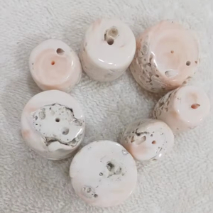 Natural Pink Fossil Coral Beads Round Drum Shape with <b>Center</b> <b>Drilled</b> for Jewelry Making Loose Gemstone India - Product Image 4