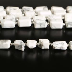 Perles de howlite blanche naturelle facettées, taille 7x9-8x11 mm, perles de howlite en vrac, brin de 8 pouces pour la fabrication de bijoux. - Product Image 6