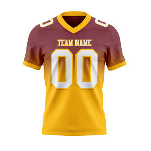 Maillot de football à manches courtes col en V en polyester maillot de football américain en maille avec numéro et nom d'équipe personnalisés - Product Image 1