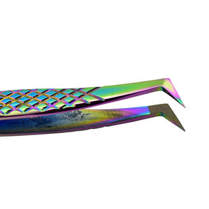 Pinzas de estilo joyero de acero inoxidable, pinzas de punta fina de Color arcoíris multititanio, herramienta aplicadora de pestañas, pestañas curvas - Product Image 1
