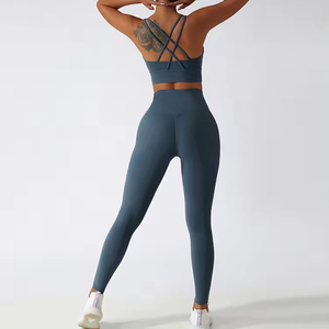 Conjunto de Yoga, Ropa Deportiva, Spandex/Nailon, Negro, Levanta Glúteos, Talla Grande, Orgánico, Transpirable, Segunda Piel, Cintura Alta, Leggings de 2 Piezas - Product Image 4