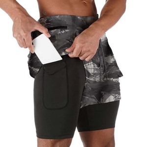 Nouveauté 2026 Short de sport pour homme double couche respirant tricoté écologique coupe-vent séchage rapide en toile avec poche pour la gym et le fitness - Product Image 3
