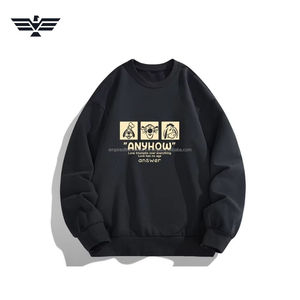 Custom Color 100% Cotton Breathable Winter Solid <b>Men</b> Crewneck Sweatshirt ANYHOW Casual <b>Pullover</b> - Product Image 2