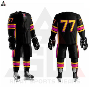 Ensembles d'uniformes de hockey sur glace dernier modèle taille et couleur/logo personnalisés 100% polyester respirant séchage rapide et sans couture de haute qualité pour adultes - Product Image 2