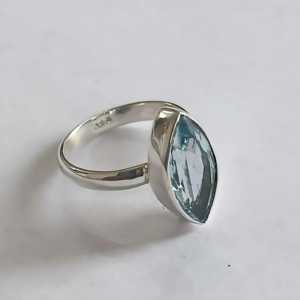 Navya Craft's Handcrafted Sterling Silver <b>Ring</b> Blue Topaz Marquise Bezel Set <b>Statement</b> Jewelry for Women High Gift for Her - Product Image 6