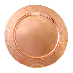 Plato de Carga de Cobre Puro Ecológico con Borde Martillado para Decoración de Mesa de Boda Clásica, Vajilla, Artesanía Saniya - Product Image 1