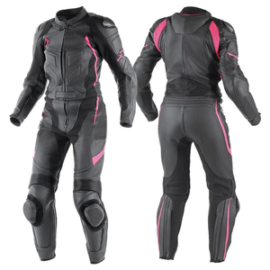 Women's Racing Leather Two Piece Black Motorbike Suit CE Certified Armoured Protections Ladies Motorcycle Riding Suit - Product Image 1