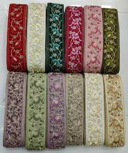 Custom Made 100% Cotton Machine Embroidered Ribbons & Laces <b>12</b> Colours & Various Designs 1.5 Inch for <b>Wedding</b> <b>Dresses</b> - Product Image 3