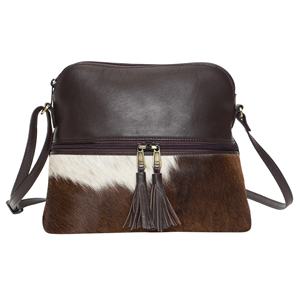 กระเป๋าสะพายข้างหนังวัวแท้คุณภาพพรีเมี่ยมมีพู่ประดับดอกไม้ประดับตกแต่งสไตล์โบฮีเมียนตะวันตกแบบกำหนดเองผู้ผลิตพร้อม - Product Image 1