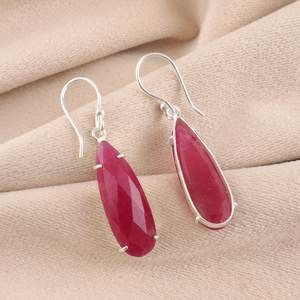 Boucles d'oreilles pendantes en rubis faites à la main, en argent sterling 925, bijoux élégants, cadeau pour femmes, pierre de naissance de juillet - Product Image 4