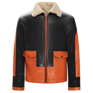 Casual Streetwear Chaqueta larga de la motocicleta de imitación de piel de oveja en tela de lona - Product Image 4