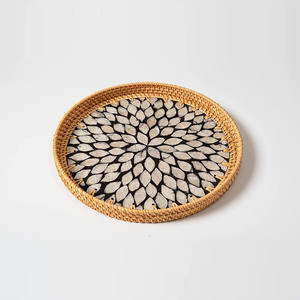 Plateaux de service ronds en nacre naturelle et écologique de haute qualité, mosaïque incrustée - Product Image 6