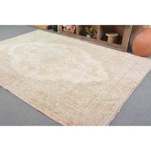 พรมตุรกีวินเทจคลาสสิกขนแกะดีไซน์เย็บปะติดปะต่อกัน6.8สีเบจคลาสสิกสำหรับห้องนั่งเล่นหรือห้องนอน - Product Image 4