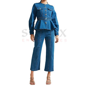 ชุดเสื้อผ้า2ชิ้นสำหรับผู้หญิงกางเกงยีนส์และเสื้อแจ็กเก็ต - Product Image 1