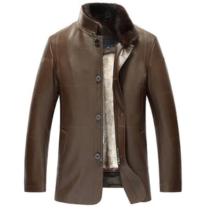 Manteau d'hiver imperméable et coupe-vent en cuir véritable d'agneau en toile pour homme, protection contre le vent et le froid, vêtements d'extérieur de luxe - Product Image 1