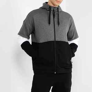 Chándal con cordón y cremallera de dos piezas con bloque de color y logotipo personalizado/conjunto de Sudadera con capucha y joggers de alta calidad para hombre de nuevo estilo - Product Image 3