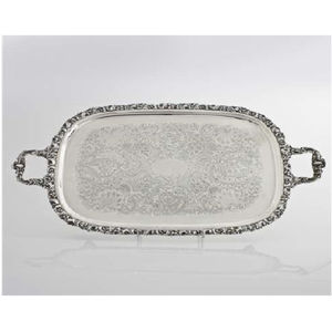 Plateau de service alimentaire en laiton massif poli or de conception classique grande taille de haute qualité idéal pour les desserts et les événements nouveauté - Product Image 6