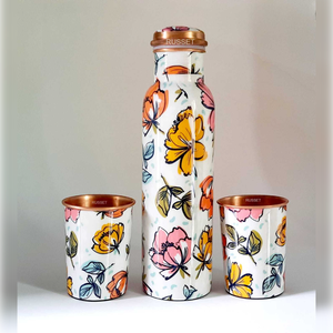 100% bouteille d'eau en cuivre pur avec laque de finition mate collée au diamant avantages pour la santé verres pour le stockage - Product Image 5