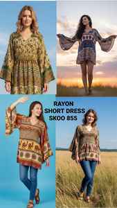 SK NOOR SONS PRESENTA Vestido Corto de Rayón con Bordado Floral, Estilo Bohemio Vintage, Manga Larga, Lavable, Casual/Etnico - Product Image 5