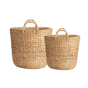 ตะกร้าผักตบชวาเป็นมิตรกับสิ่งแวดล้อมตะกร้าซักผ้าทำด้วยมือวิธีแก้ปัญหาการจัดเก็บแบบธรรมชาติสำหรับบ้านทั่วไป - Product Image 1