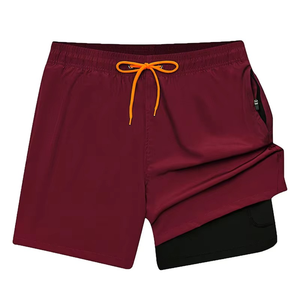 Pantalones cortos deportivos para correr de doble capa para hombre, pantalones cortos de gimnasio de doble capa con múltiples bolsillos - Product Image 1