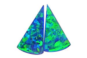Par de ópalos de fuego azul verdoso brillantes, forma trillón, tamaño 18x10x2mm, cabujón suelto al por mayor para fabricación de joyas - Product Image 4