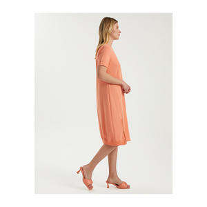 Vestido de Algodón con Detalle de Cremallera, Manga Corta, Sin Forro, Sin Bolsillos, Muy Colorido - Product Image 3