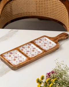 Elegante plato de madera para servir estilo Khaat, bandeja de aperitivo de madera Premium, diseño Khaat, plato de madera hecho a mano para aperitivos, mango - Product Image 4