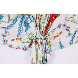 Kaftan long en coton lavable et confortable pour femme, idéal pour l'été, l'automne, le printemps, les soirées et les vacances, avec taille naturelle - Product Image 4